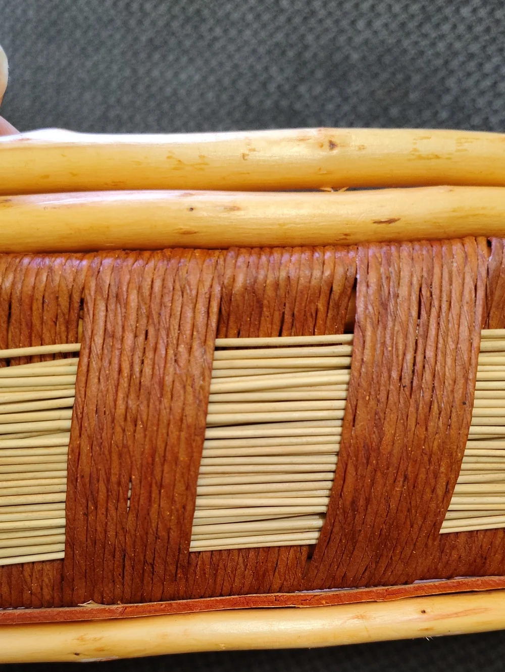 Handwoven Brown and Natural Wicker Basket with Handles